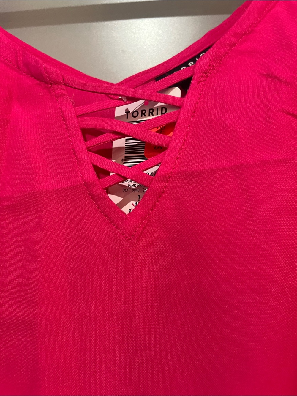 torrid Vibrant Pink Lace-Up V-Neck Blouse